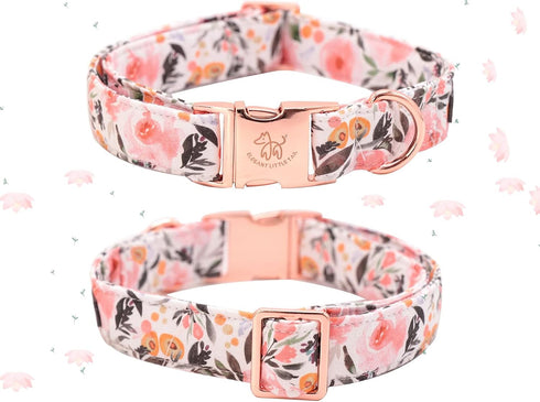 Elegant little tail Floral Girl Dog Collar, Adjustable Pet Collar with Flower Gift for X-Small Dogs and Cats