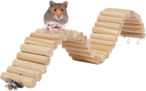 Hamiledyi Wooden Bridge for Hamster, Bendy Climbing Ladder, Long Suspension Bridge, Chew Toys for Small Pets