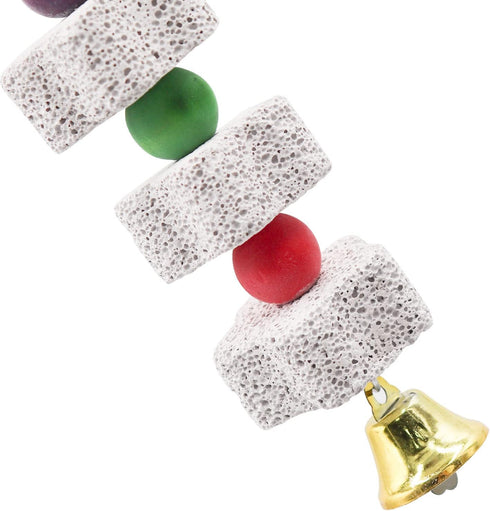 Oooct 2 Pack Chinchilla Large Chicken Chewing Toy, Chick Beak Grinding Calcium Stone with Bells, Cage Accessories