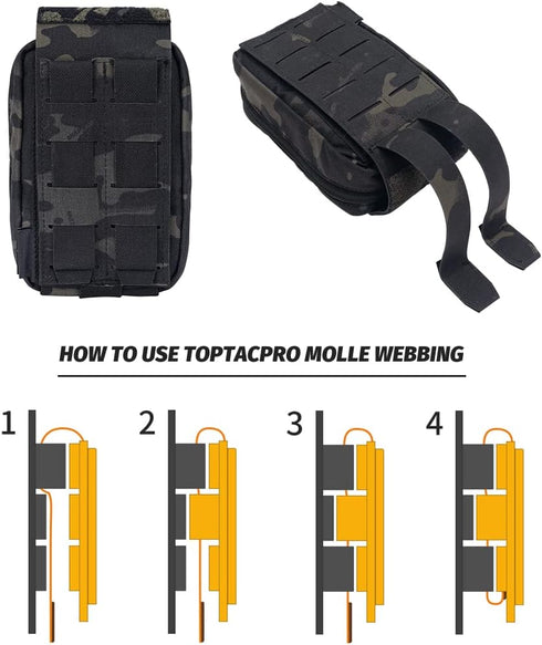 Removable Tactical Medical Pouch, Rip-Away MOLLE IFAK Pouch for Camping Hunting, 500D Nylon (Multi-camo Black)
