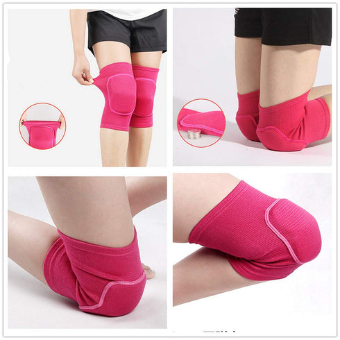 Soft Kneepads Cotton Volleyball Tennis, 1 Pair Women’s Knee Protector Guards for Athletic Use, Rose, Size S