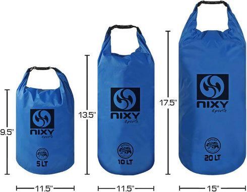 NIXY Waterproof Dry Bag Dry Sack Ultralight 5L/10L/20L, Keep Gear Dry for Paddle boarding, Kayaking, Backpacking, Camping, Boating, Swimming, Outdoors-Roll Top Ripstop Nylon (Blue, 5L)