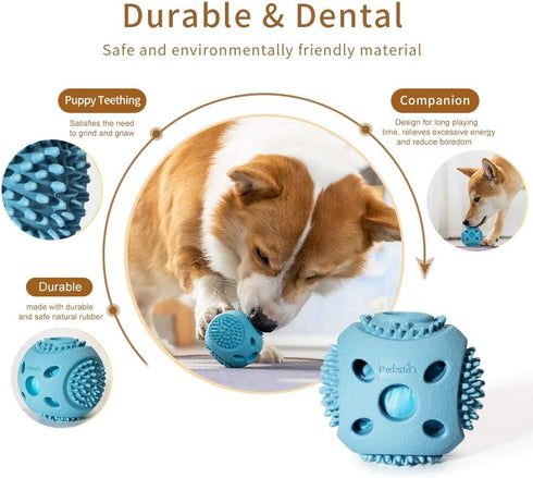 Durable Squeaky Dog Balls for Small Dogs and Puppies, Rubber Balls for Moderate Chewers, Blue