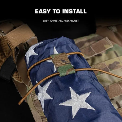 Tactical Flag Bungee Elastic Fastener Strap Shock Cord for Molle Webbing Loop Cord Lock