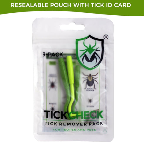 TickCheck Tick Remover Value 3 Pack - Tools + Tick Identification Card for Humans, Dogs & Cats
