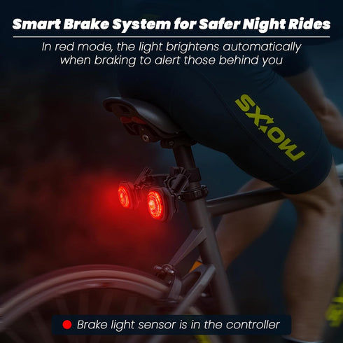 Set, 5 Luvan Smart Bike Light with Remote Controller - Sync Front & Rear LED Light Night & Daytime Mode | Turn Signals