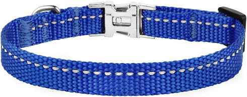 CollarDirect Reflective Dog Collar for Small, Medium, Large Dogs or Puppies, Quick Release Buckle, Blue
