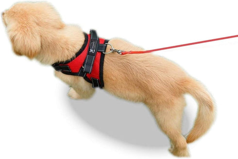 No Pull Reflective Adjustable Dog Harness with Handle, Comfortable Soft Mesh, Easy On for Small Medium Large Dogs (Red)