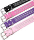 Rhinestones Dog Collar - 1.5" Width Leather with Sparkly Crystal Diamonds - 17"-20", Purple