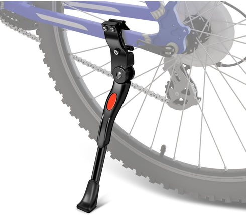 Flexzion Adjustable Aluminum Kickstand for Mountain Bike, Fits 22-26 Inch Tires, Black Rear Mount Side Stand