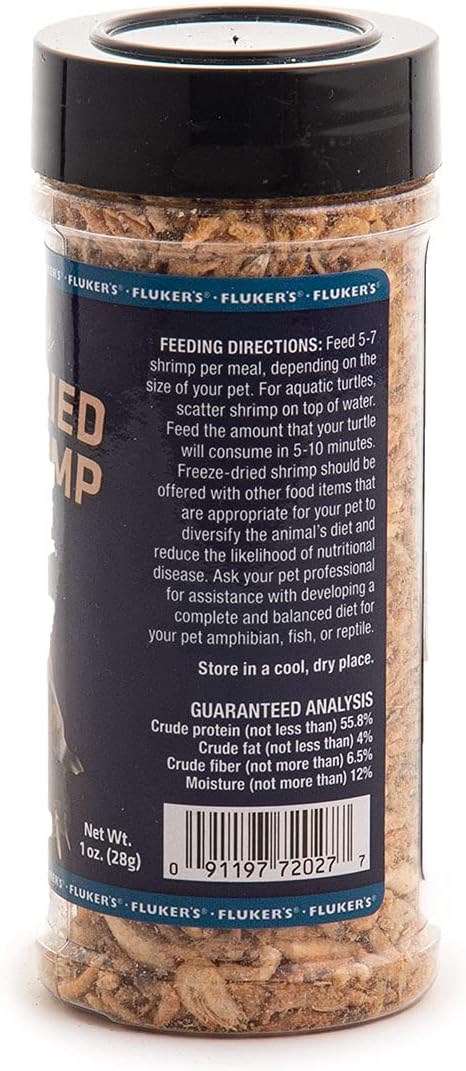 Nutrient-Packed, 1 Oz Fluker's Freeze Dried River Shrimp, Ideal for Lizards, Reptiles, Birds, Fish, Hedgehogs