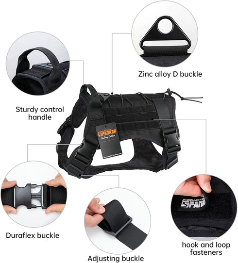 EXCELLENT ELITE SPANKER Tactical Dog Harness, Military Working Vest with Handle, Adjustable Training Vest for Large