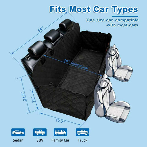 Junpee Hammock Dog Car Seat Cover for Back Seat - Waterproof and Anti-Slip Car Dog Seat Cover, with Design for Safe