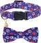 American Flag Dog Collar with Removable Bow Tie - Adjustable Patriotic 4th of July Pet Collar for Small Dogs