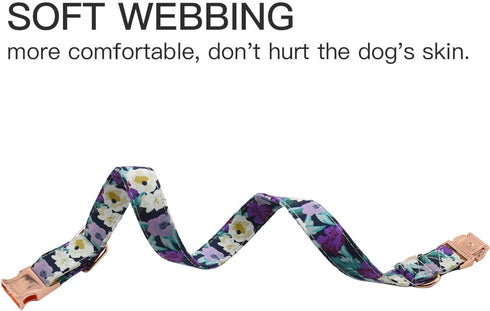 Metal Buckle Dog Collar - Durable Adjustable Soft Collar for Small Medium Large Dogs (M(13-18in), Flower5)