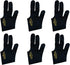 Lot of 6 Champion Sport Black Pool Gloves, Left Handed (6 Gloves)