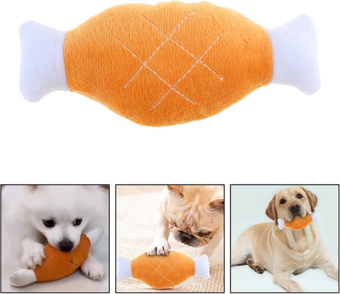 LOXGO Puppy Chewing Toy Pet Dogs Biteable Plush Toy Dog Squeak Toy Squeeze Bone Toy Soft Dog Toothbrush Biting Toy Pet