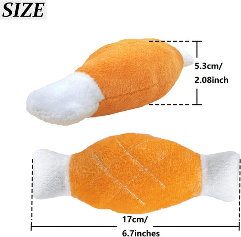 Andiker 2pcs Dog Squeaky Toy, Dog Chicken Legs Bone Pet Funny Squeaky Toy Dog Plush Toy for Small Medium Large Dogs and Cats (18cm)