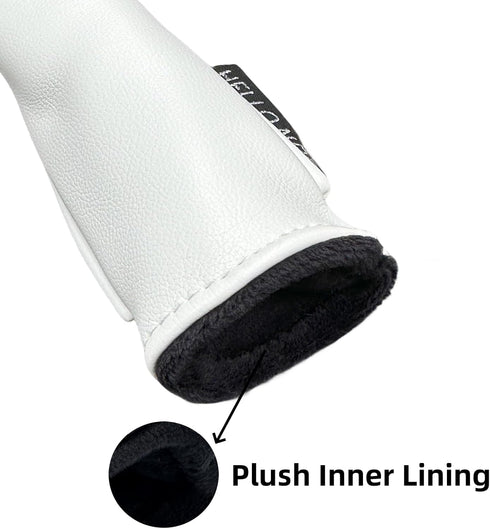 Golf Alignment Stick Cover - Chilxe White Synthetic Leather Headcover for Alignment Stick, Basic Golf Accessories