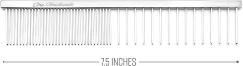 Chris Christensen 003 7.5 in. F/XC Greyhound-Style Butter Comb - Professional Grooming, Solid Brass Spin, Chrome Finish