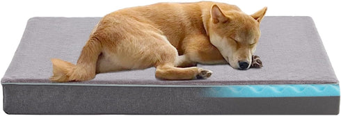 Cooling Dog Beds for Large Dogs, Orthopedic Memory Foam Dog Bed, Washable Cover, Ideal for Arthritic Dogs Up to 65Lbs