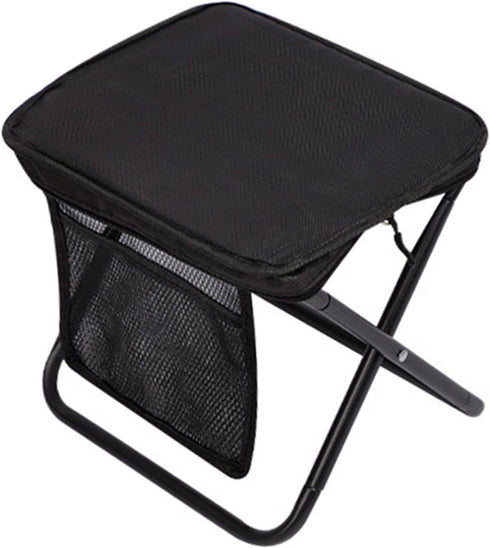 Menolana Folding Camping Stool Footstool with Side Pocket Multipurpose Small Foldable Chair for Park Traveling Fishing