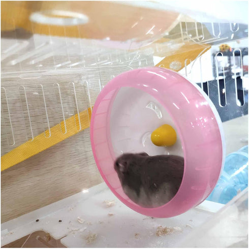 WishLotus Silent Hamster Running Wheel, Pink Exercise Toy for Dwarf Hamster, Cage Accessory for Golden Silk Shih Tzu