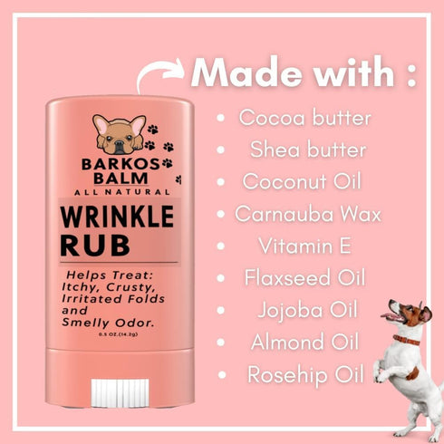 Wrinkle Rub for Bulldog, French Bulldog, Pug, English Bulldog, Cleans & Soothes Wrinkles, Folds, Tear Stains, Anti-Itch