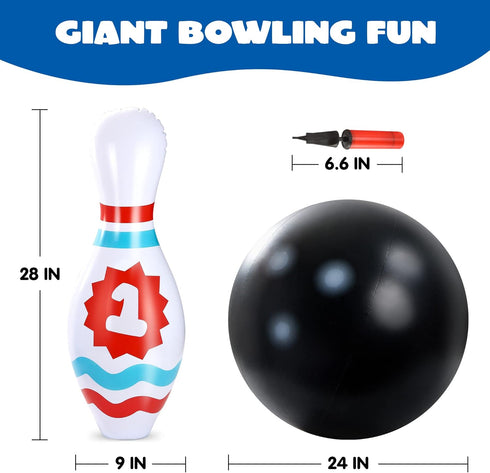 Set JOYIN Giant Inflatable Bowling for Kids and Adults, Christmas Birthday Party Games, Kids Education Motor Skills