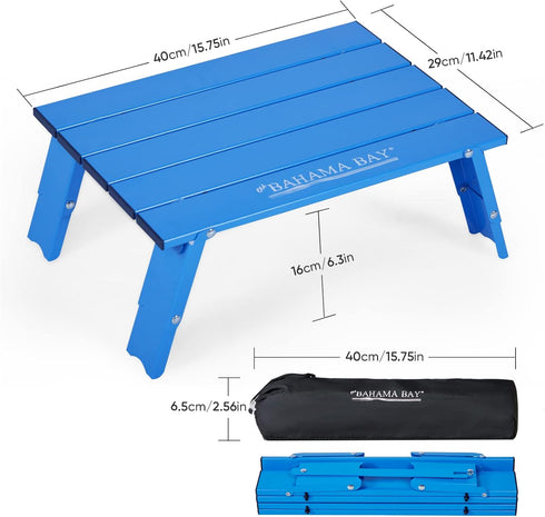 66lbs/30kg Old Bahama Bay Ultralight Aluminum Mini Table, Weight Capacity, Foldable Small Beach Table with Retractable