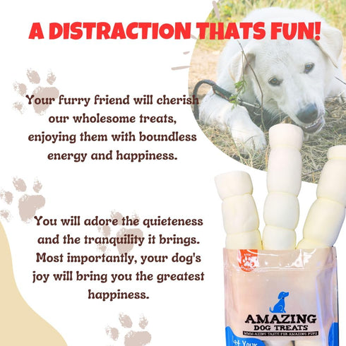 Amazing Dog Treats - Beef Cheek Rolls (Mega Thick 10" - 6 Pcs) - Safe Rawhide Alternative Chew for Power Chewers