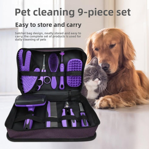 9 Trimming Pet Coat Care Kit, Piece Pet Grooming Kit, can Include Cleaning Teeth, Bathing and Massaging, Combing Hair