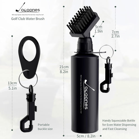 Golf Club Cleaner Brush with Retainer Clip, 8 Ounces Leakproof Water Brush, Nylon Golf Accessories Gift for Men