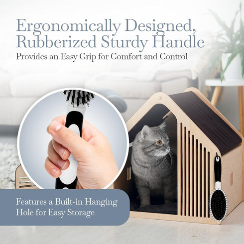 Fuller Brush 2-in-1 Double-Sided Pet Brush, Flexible Cushion with Steel Pins and Nylon Bristles for Grooming