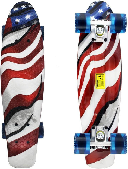 Skateboards Complete 22 Inch Mini Cruiser Retro Skateboard for Kids and Beginners