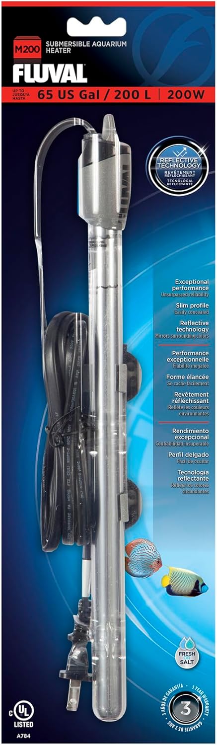 Fluval M 200-Watt Submersible Aquarium Heater, Compact Heating for Fresh & Saltwater Tanks