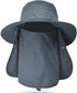 Fishing Hat for Men & Women, Outdoor Wide Brim Hat with UV Sun Protection, Face Cover & Neck Flap