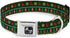 Christmas Sweater Stitch Dog Collar Seatbelt Buckle - Green White Gold Red, 1.5 Inch Wide, 13 to 18 Inches