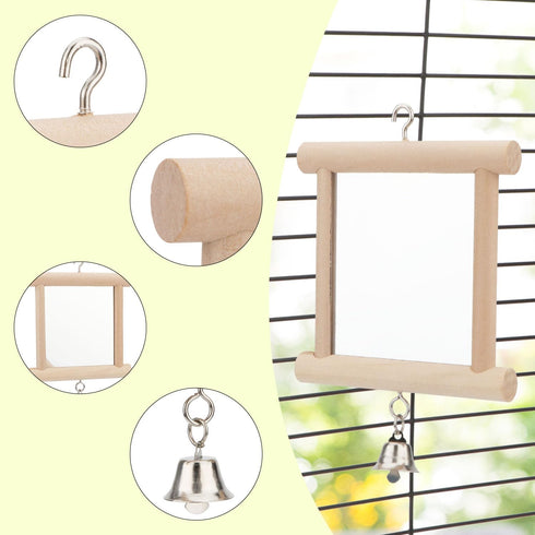 Hypeety Pet Bird Mirror with Bell Interactive Toy for Parrots, Macaws, African Greys, Budgies, Cockatoos, Parakeets,
