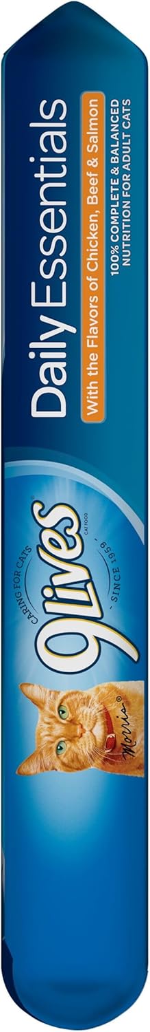 9Lives Daily Essentials Dry Cat Food, 12 lb Bag, Chicken, Beef & Salmon Flavors