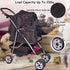 Dkeli 4 Wheel Pet Stroller Cat Dog Cage Stroller Travel Folding Carrier with Cup Holder and Removable Lining for Small