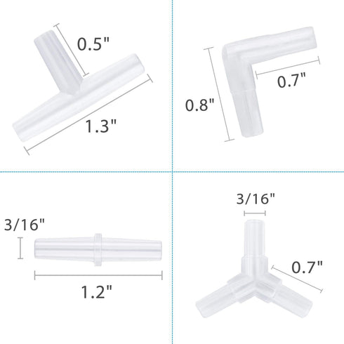 Pawfly 40-Piece Aquarium Airline Tubing Connectors Plastic Inline Valve