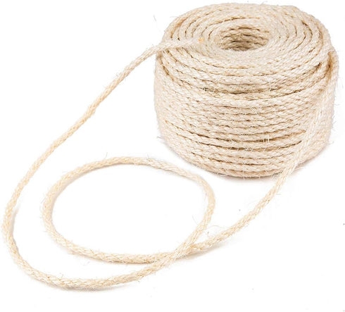 Yangbaga Sisal Rope for Cats 164FT, Hemp Rope for Scracthing Post Replacement, Odor Free 1/4in Diameter, Come with a Play Ball by Yangbaga