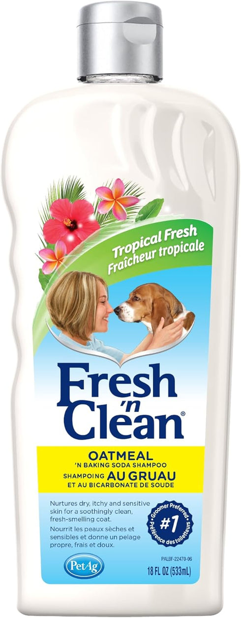Pet-Ag Fresh ’n Clean Oatmeal ’n Baking Soda Shampoo - Tropical Fresh Scent, 18 oz