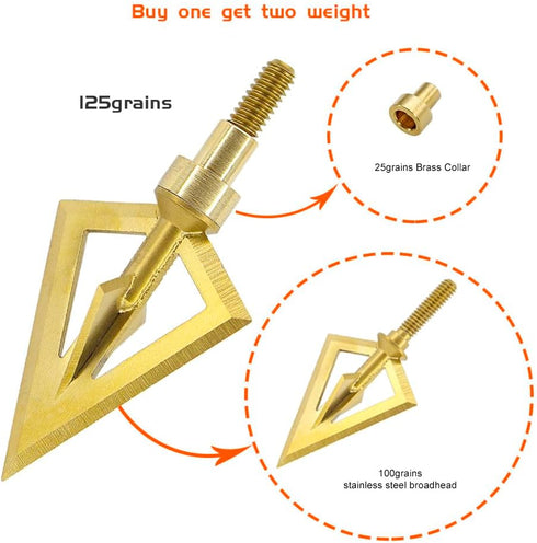 maifield Fixed Blade Broadheads, One-Piece 100/125 Grain, 1 inch Cut Hunting Crossbow Arrow Tip, 3 Pack