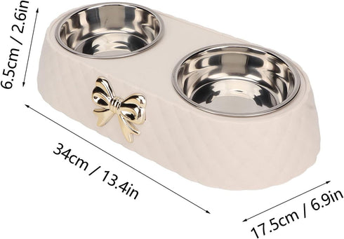 Stainless Steel Dog Bowls with Non Skid Silicone Mat - Pet Food and Water Feeder Bowls (Beige)
