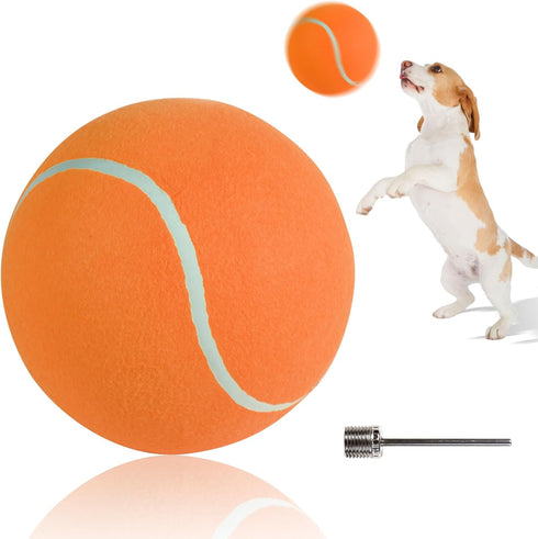 susu & wuwu Giant Tennis Ball for Dogs, Yellow Big Tennis Ball for Dog Birthday Gift, 9.5"