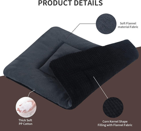 Reversible Dog Bed Mat, Plush and Corn Velvet, Soft Warm Pet Cushion, Washable Sleeping Mattress Bed for Small Medium