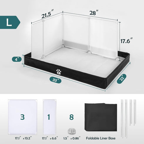 MEEXPAWS Dog Pee Pad Holder Foldable with Dog Litter Box Enclosure High Wall, Puppy Pad Holder Tray Liner Base with DIY