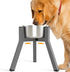 SHAINFUN Grey Raised Dog Bowl Stand for Large Medium Dogs, 11" Height Adjustable Width, Bowl Holder (Not Included)